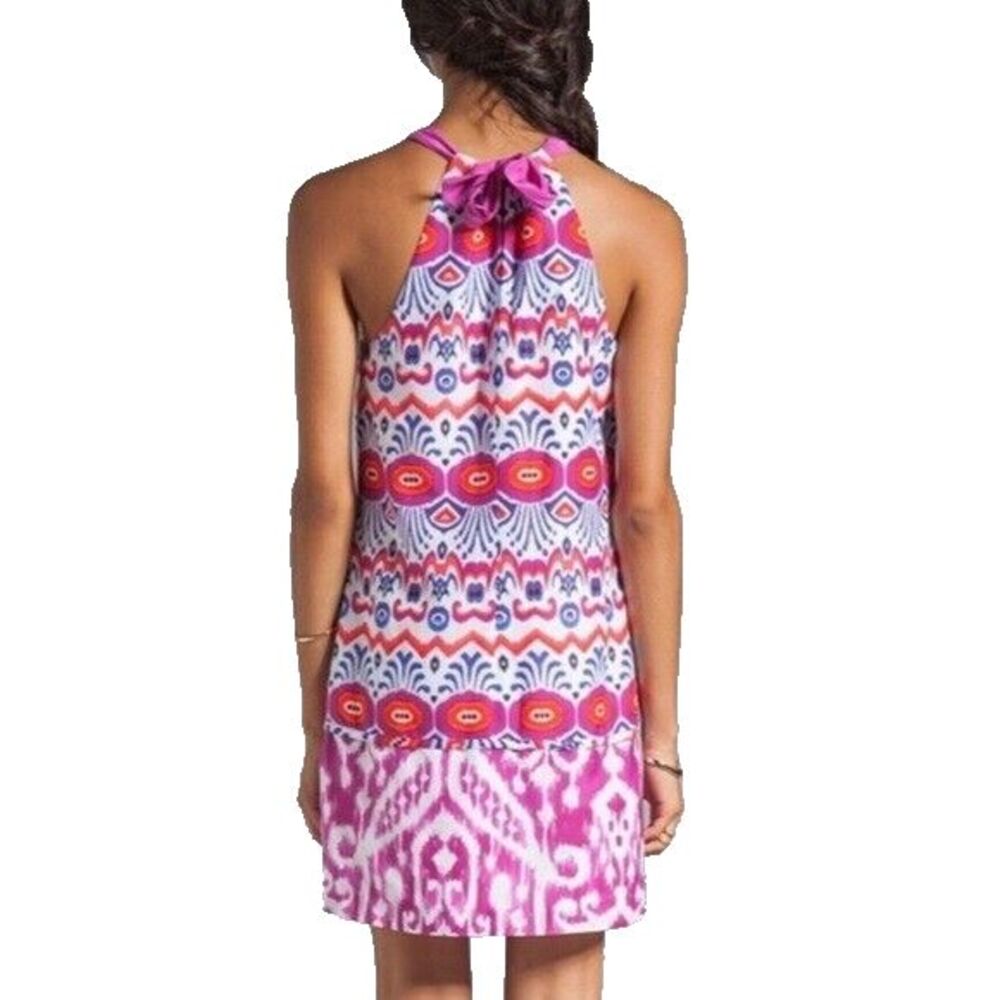Trina Turk Blue Pink Orange Menara Ikat Genevieve Halter Dress Size 2 - Picture 3 of 15